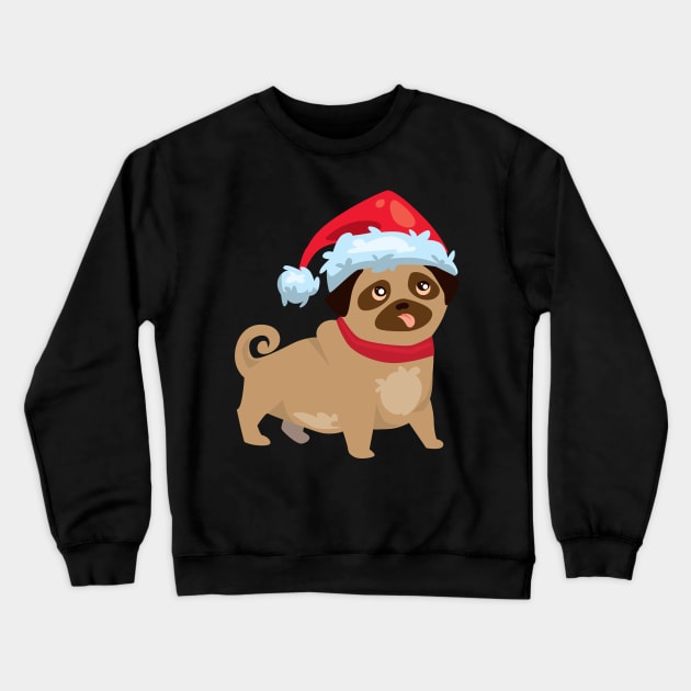 Christmas pug with hat Crewneck Sweatshirt by hippyhappy